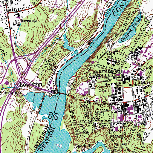 Topographic Map of Friends of Dartmouth Flowing Boathouse, NH