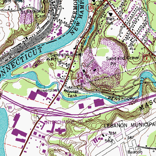 Topographic Map of Glen Road Plaza Shopping Center, NH