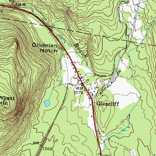 Topographic Map of Glencliff Post Office, NH