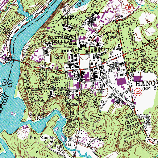 Topographic Map of Hanover Area Chamber of Commerce, NH