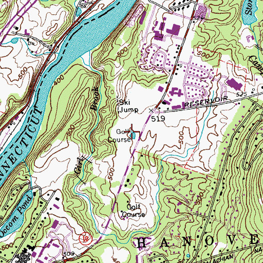 Topographic Map of Hanover Country Club, NH
