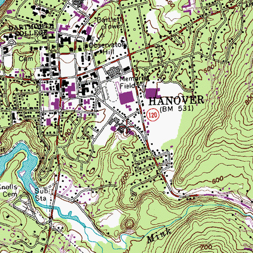 Topographic Map of Hanover High School, NH