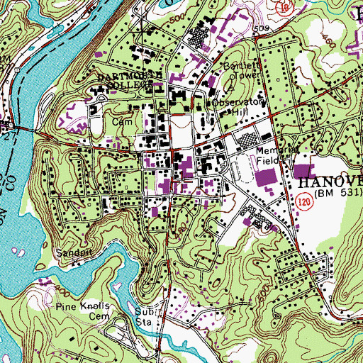 Topographic Map of Hanover Post Office, NH