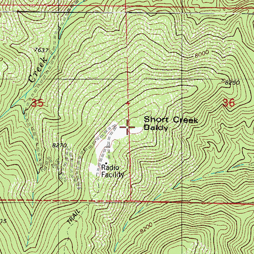 Topographic Map of Short Creek Baldy, CO