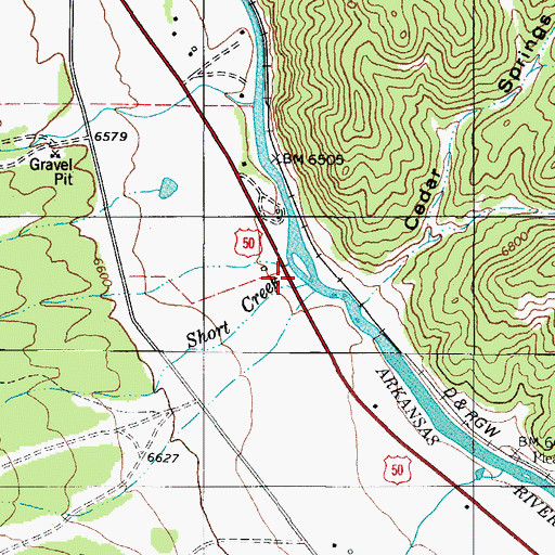 Topographic Map of Short Creek, CO