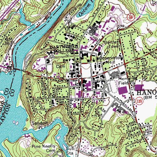 Topographic Map of Hopkins Center, NH