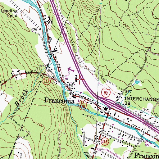 Topographic Map of Lafayette Regional School, NH