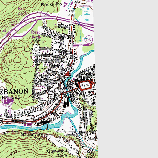 Topographic Map of Lebanon College, NH
