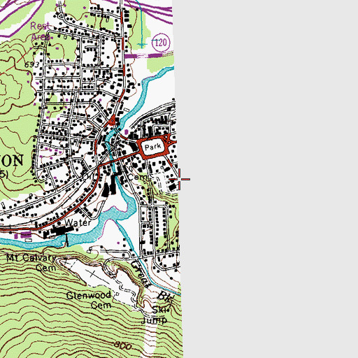 Topographic Map of Lebanon First Baptist Church, NH