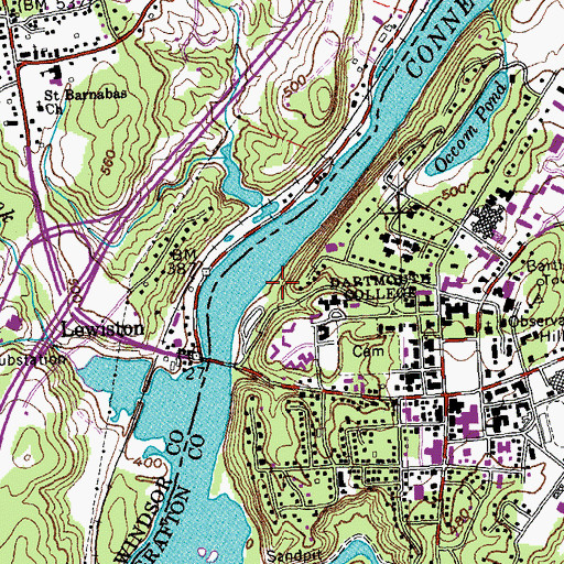 Topographic Map of Ledyard Canoe Club, NH