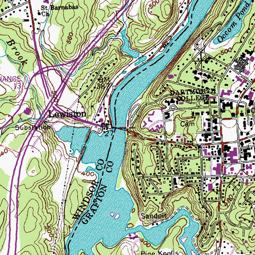 Topographic Map of Ledyard Free Bridge, NH