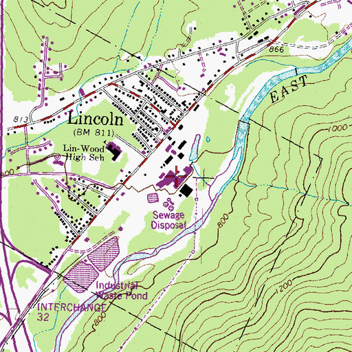 Topographic Map of Lincoln Center Shopping Center, NH
