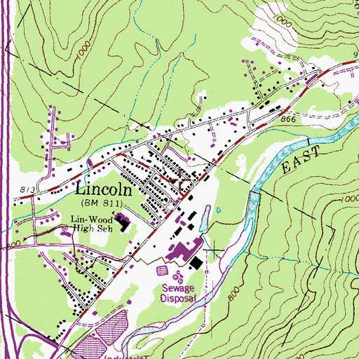 Topographic Map of Lincoln Fire Department, NH