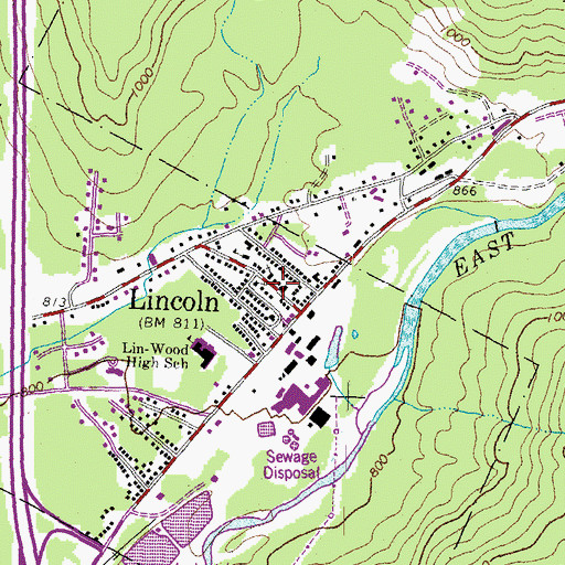 Topographic Map of Lincoln Public Library, NH