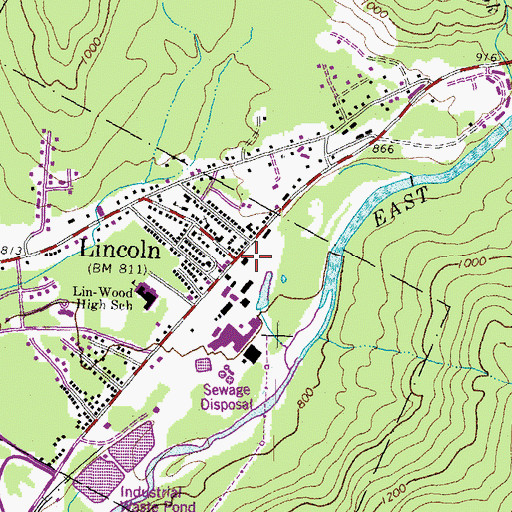 Topographic Map of Lincoln Town Offices, NH