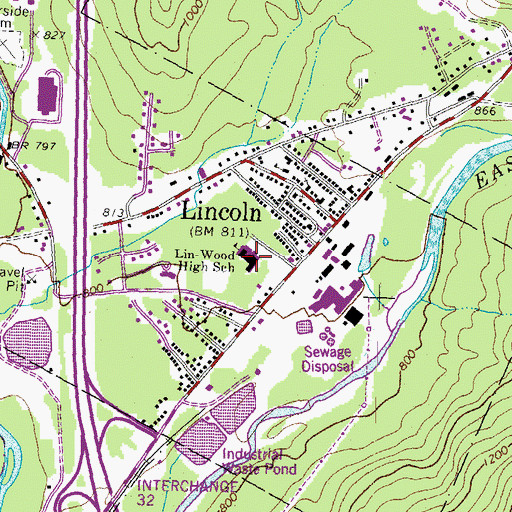 Topographic Map of Lincoln Woodstock Elementary School, NH