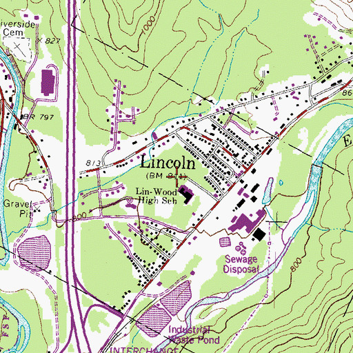 Topographic Map of Lincoln Woodstock Middle School, NH