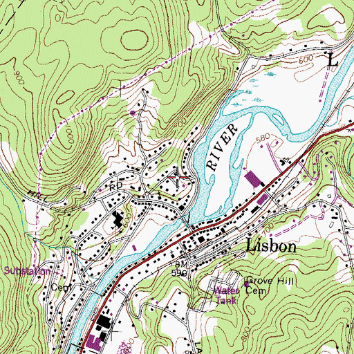 Topographic Map of Lisbon Bible Church, NH