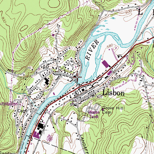 Topographic Map of Lisbon Public Library, NH