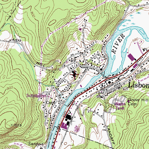 Topographic Map of Lisbon Regional High School, NH