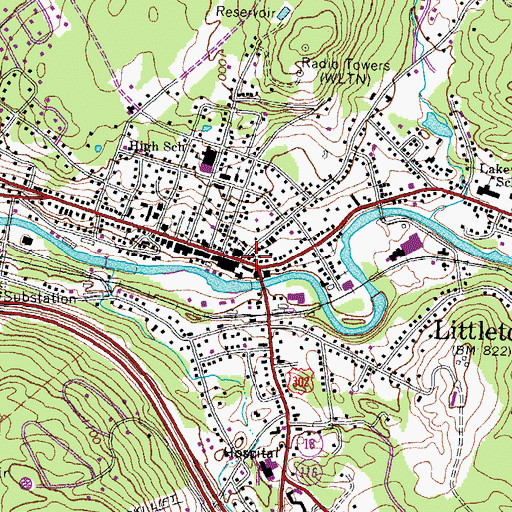 Topographic Map of Littleton Baptist Church, NH