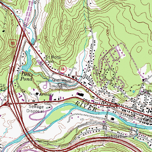 Topographic Map of Littleton Fire Department, NH