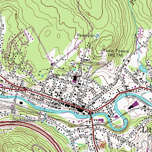Topographic Map of Littleton High School, NH