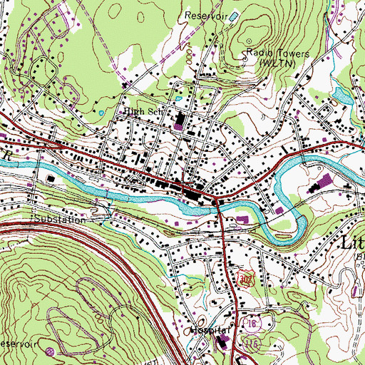 Topographic Map of Littleton Public Library, NH