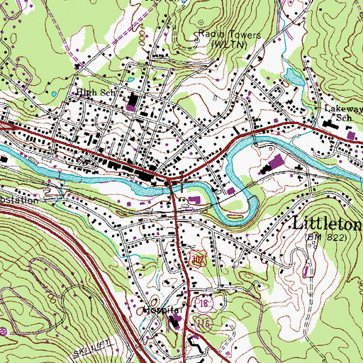 Topographic Map of Littleton Town Opera House, NH