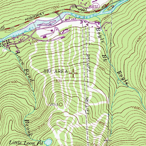 Topographic Map of Loon Mountain Park, NH