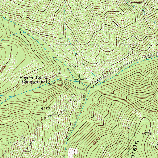 Topographic Map of Hayden Creek Campground, CO