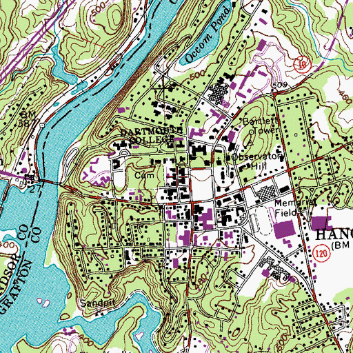 Topographic Map of Massachusetts Hall, NH