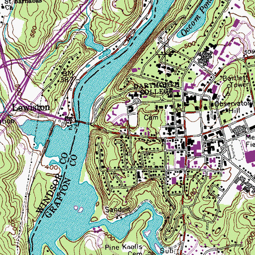 Topographic Map of Maxwell Hall, NH