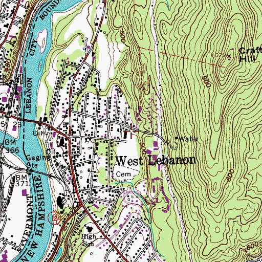 Topographic Map of Mount Lebanon Elementary School, NH