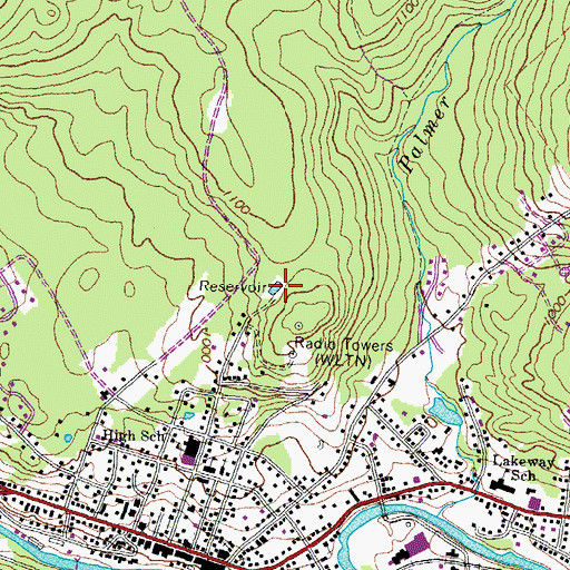Topographic Map of Oak Hill Reservoir, NH