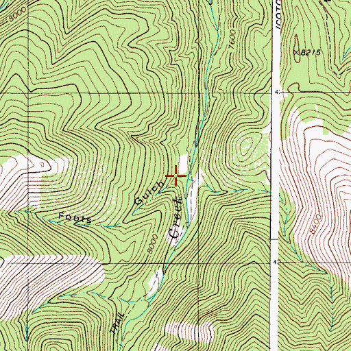 Topographic Map of Foots Gulch, CO
