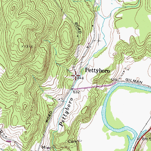 Topographic Map of Pettyboro District Cemetery, NH