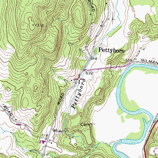 Topographic Map of Pettyboro School (historical), NH