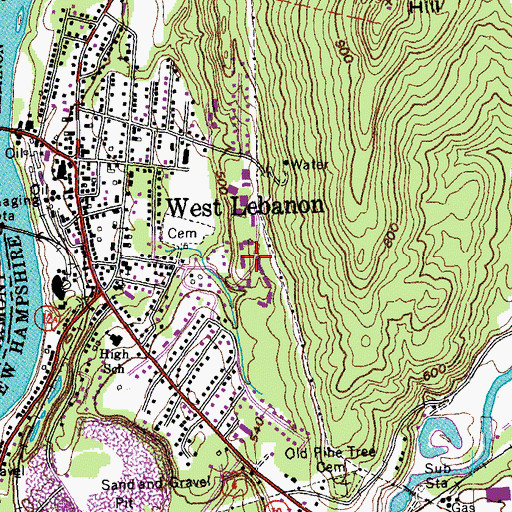 Topographic Map of Pinewood Village, NH