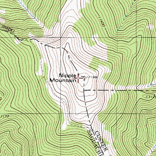 Topographic Map of Nipple Mountain, CO
