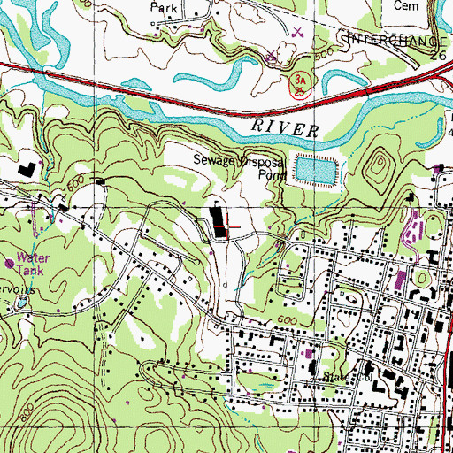 Topographic Map of Plymouth Regional High School, NH