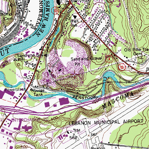 Topographic Map of Powerhouse Shopping Mall Shopping Center, NH