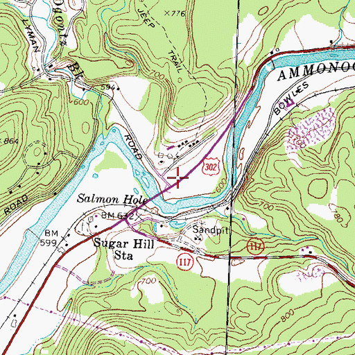 Topographic Map of Salmon Hole School (historical), NH