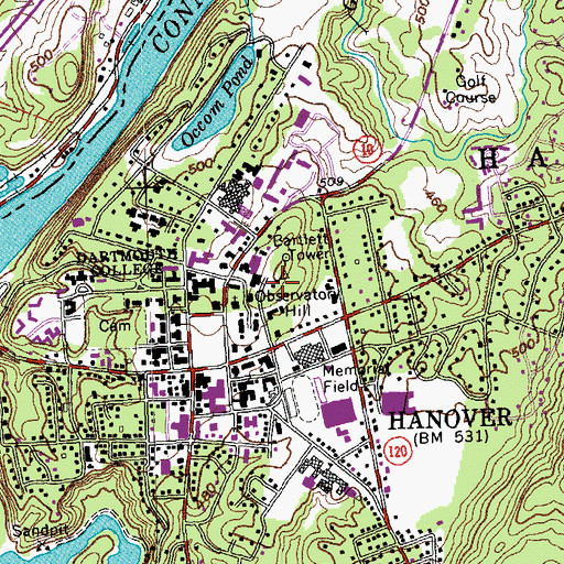 Topographic Map of Shattuck Observatory, NH
