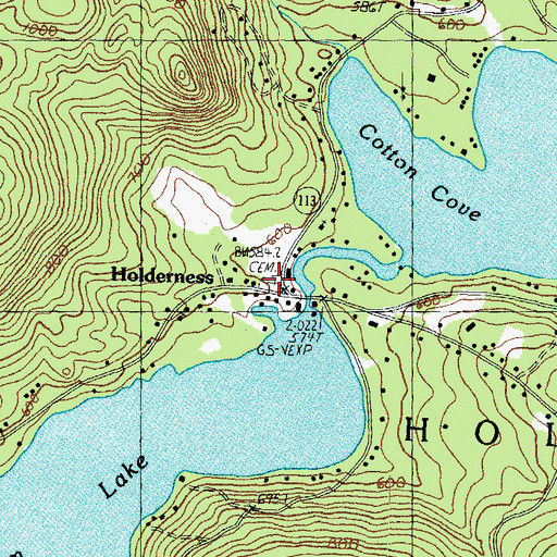 Topographic Map of Squam Bridge Cemetery, NH