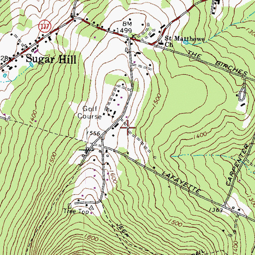 Topographic Map of Sunset Hill House Ski Touring Center, NH
