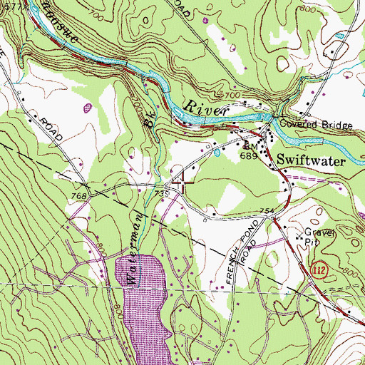 Topographic Map of Swiftwater District Cemetery, NH