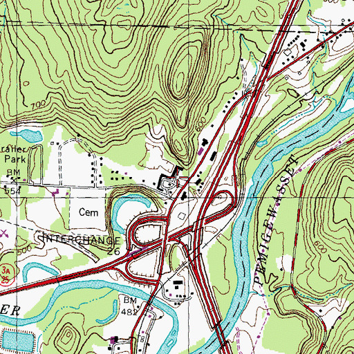 Topographic Map of The Hatch Plaza Shopping Center, NH