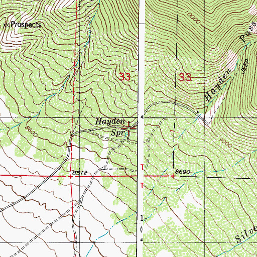 Topographic Map of Hayden Spring, CO