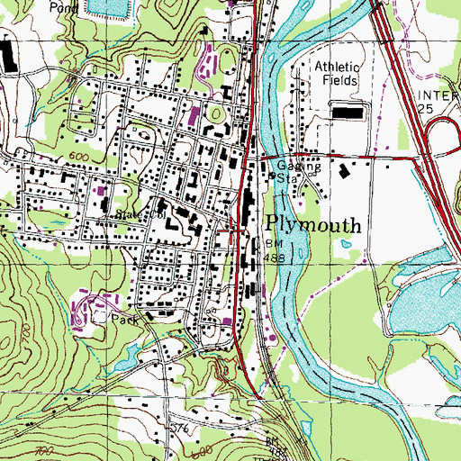 Topographic Map of Pease Public Library, NH